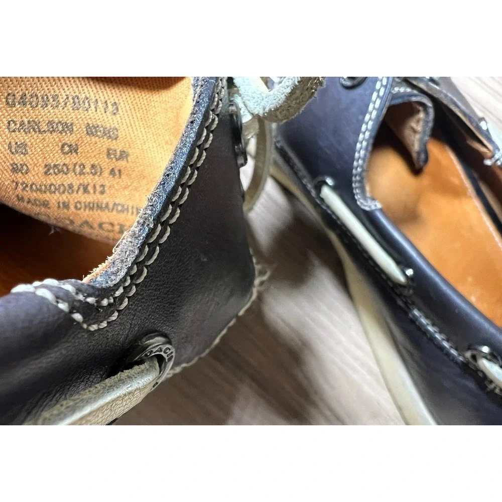 COACH Carlson Mens Leather Boat Shoes Navy‎ Blue Lace Up Size 9.5